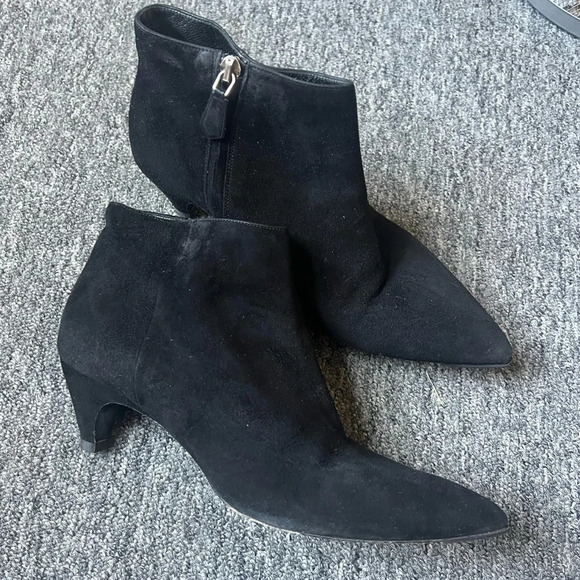 Prada Kitten Heel Pointed Toe Suede Booties, size 37 - Picture 3 of 9